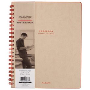 at-a-glance collection twin wire notebook, ruled, 80 sheets, 11″ x 8 1/4″, tan/red (yp14107)