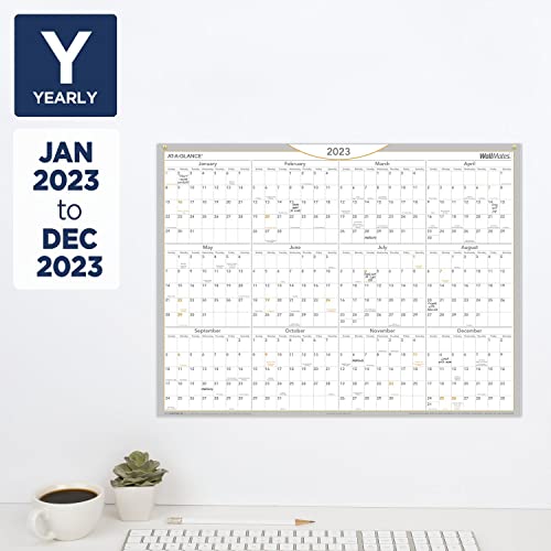 AT-A-GLANCE 2023 Erasable Calendar, Dry Erase Wall Planner, WallMates, 24" x 18", Large, Self-Adhesive (AW506028)