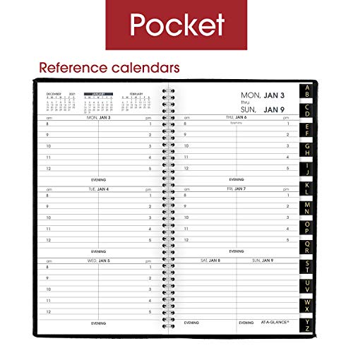 2022 Pocket Calendar by AT-A-GLANCE, Weekly Appointment Book & Planner, 3-1/4" x 6-1/4", Pocket Size, Refillable, Black (7000805)