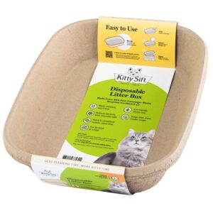 kitty sift (6-pack) disposable cat litter box, sustainable, clean – large, 6-pack