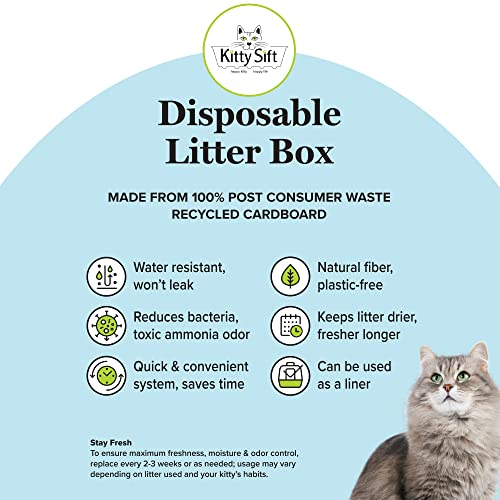 Kitty Sift (6-Pack) Disposable Cat Litter Box, Sustainable, Clean - Large, 6-Pack