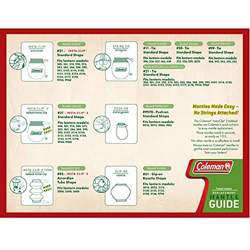 Coleman Standard String Tie #21 Mantles: 2-pkgs of 4 Mantles (8 Total Mantles)