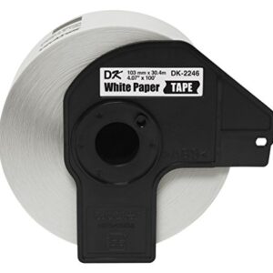 Brother Genuine DK-2246 Label Paper for Brother QL Label Printers - Continuous Length Black on White Paper Labels, 4.07” x 100’ (103mm x 30.4m)