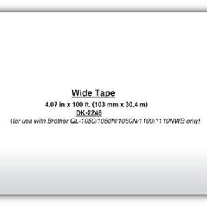 Brother Genuine DK-2246 Label Paper for Brother QL Label Printers - Continuous Length Black on White Paper Labels, 4.07” x 100’ (103mm x 30.4m)