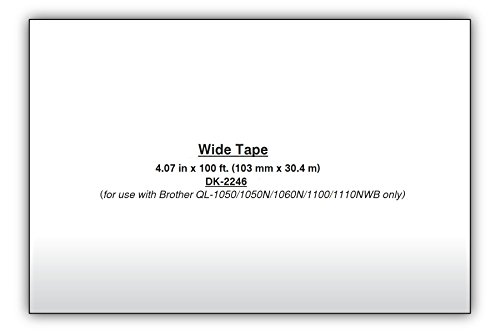 Brother Genuine DK-2246 Label Paper for Brother QL Label Printers - Continuous Length Black on White Paper Labels, 4.07” x 100’ (103mm x 30.4m)