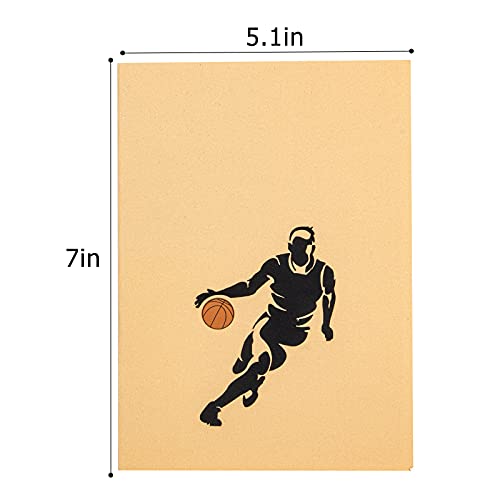 Basketball Pop Up Card, Blank Handmade 3D Sports Greeting with Envelope for Happy Birthday, Father's Day, Anniversary, Valentine's for Him Boy Men Dad Husband Boyfriend Brother Son Nephew Kid Friend
