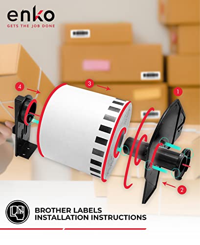 enKo - Compatible for Brother DK1209 1-1/7" x 2-3/7” Labels [6 Rolls / 4800 Labels with 2 Cartridge Frame]