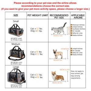 Wakytu Pet Carrier for Medium Large Cats and Dogs, Dog Carrier Travel Bag with Adequate Ventilation, 5 Mesh Windows, 3 Entrance, Locking Safety Zippers, Padded Shoulder and Carrying Strap, Large