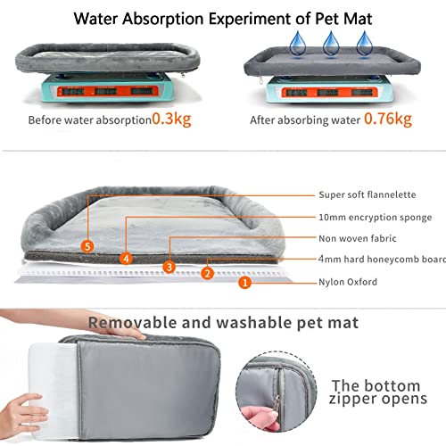 Wakytu Pet Carrier for Medium Large Cats and Dogs, Dog Carrier Travel Bag with Adequate Ventilation, 5 Mesh Windows, 3 Entrance, Locking Safety Zippers, Padded Shoulder and Carrying Strap, Large