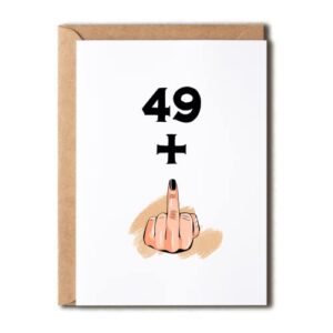 lillagifts funny 50th birthday card – 49+1 women or men – sweet 50 years old birthday gift – gift perfect for husband wife brother sister, 5 x 7 inches