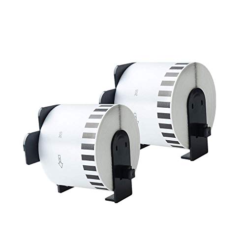 Aomya 2 Pack DK-2205 BRO Compatible Label Paper Roll 2-3/7"x100' Continuous White Labels with 2 Reusable Cartridges use for QL-700 QL570 QL710W QL800 QL810W QL1060N QL720NW QL550 (2)