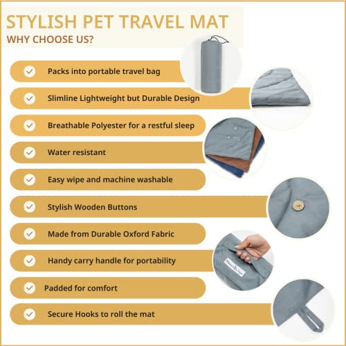 Travel Dog Bed, Foldable Indoor & Outdoor Dog Mat with Carry Bag is Waterproof, Washable & Durable, Fits Large Dog Crate, Portable Dog Bed for Camping and Service Dogs. Large Size, Dog Bed Mat, 39x30