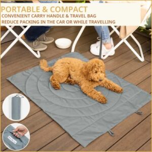 Travel Dog Bed, Foldable Indoor & Outdoor Dog Mat with Carry Bag is Waterproof, Washable & Durable, Fits Large Dog Crate, Portable Dog Bed for Camping and Service Dogs. Large Size, Dog Bed Mat, 39x30