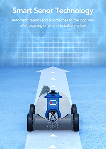 WYBOT 2023 Premium Cordless Robotic Pool Cleaner, Automatic Pool Vacuum with Powerful Suction, LED Indicator, Last 90 Mins, Self-Parking, Ideal for Above/In-Ground Flat Pools up to 40 Feet-Osprey 300