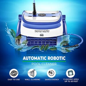 SereneLife Automatic Pool Vacuum for Inground Pools – Robotic Pool Cleaner with 4500 GPH Suction from Twin Motors and Brushes, 2 Filters and Tangle-Free Cable Cleans 50 Ft Pools with 3 Timed Cycles