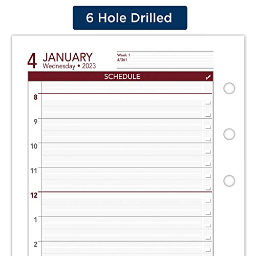 AT-A-GLANCE 2023 Daily Planner Refill, Hourly, 3-3/4" x 6-3/4", Size 3, Portable Size, One Page Per Day, Loose Leaf (063-125Y)