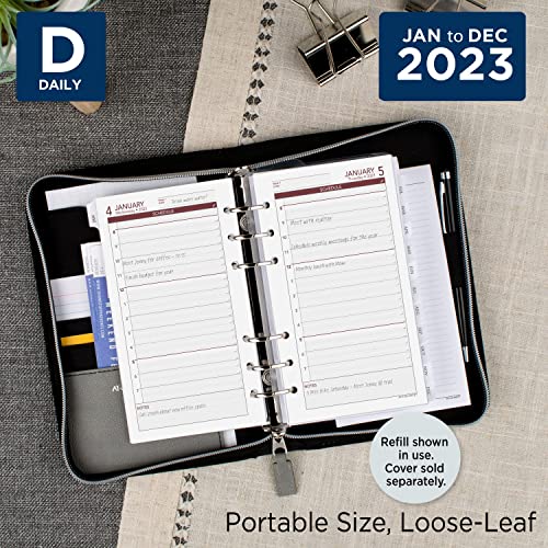 AT-A-GLANCE 2023 Daily Planner Refill, Hourly, 3-3/4" x 6-3/4", Size 3, Portable Size, One Page Per Day, Loose Leaf (063-125Y)