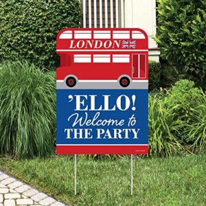big dot of happiness cheerio, london – party decorations – british uk party welcome yard sign