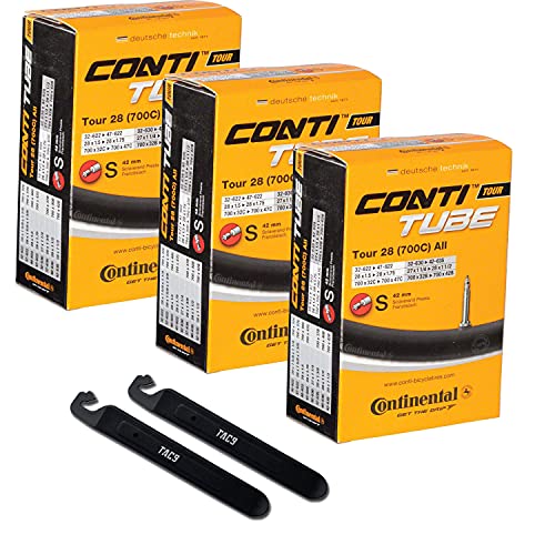 3 Continental - Inner Tube 700c x 32-47, Tour All 28" Presta 42mm w/Bonus Tire Levers