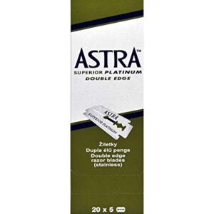 Astra Superior Platinum Double Edge Shaving Razor Blades 100 Pcs Barber Favored by Astra