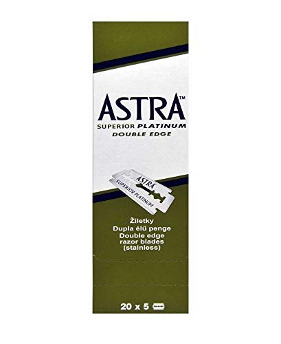 Astra Superior Platinum Double Edge Shaving Razor Blades 100 Pcs Barber Favored by Astra