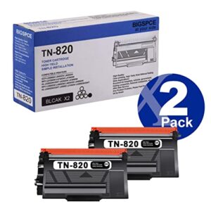 bigspce 2-pack tn-820 black high yield toner cartridge compatible tn820 replacement for brother dcp-l5500dn l5600dn mfc-l6700dw l6750dw hl-l6200dw/dwt printer, up to 3,500 pages/cartridge