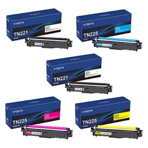 tn221 tn225 – tn221bk tn221 toner – compatible toner cartridge replacement for brother tn221 toner cartridges tn221 tn225 compatible with mfc-9130cw hl-3170cdw hl-3140cw printer (5 pack)