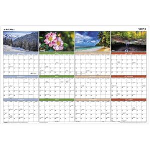 at-a-glance 2023 erasable calendar, dry erase wall planner, 36″ x 24″, large, horizontal/vertical, seasons in bloom (pa133)