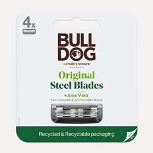 Bulldog Mens Skincare and Grooming Original Razor Blades Refills for Men, 4 Count