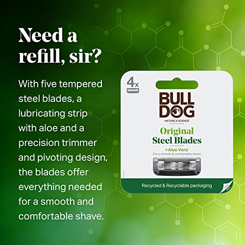 Bulldog Mens Skincare and Grooming Original Razor Blades Refills for Men, 4 Count