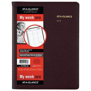 at-a-glance weekly appointment book / planner, january 2018 – january 2019, 8-1/4″ x 10-7/8″, winestone (7095050)