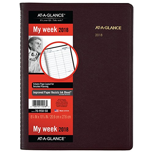 AT-A-GLANCE Weekly Appointment Book / Planner, January 2018 - January 2019, 8-1/4" x 10-7/8", Winestone (7095050)