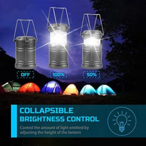 Lichamp LED Lanterns, 4 Pack Pop Up Lanterns for Power Outages, Bright Battery Powered Hanging Lanterns for Outdoor Camping Hiking, Emergency Survival Lights for Hurricane Collapsible, Dark Gray