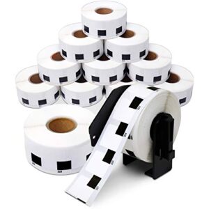 Aegis Adhesives - Compatible Label Replacement for Brother DK-1221 (0.9 Inch) Square Label, Use with QL Label Printers - 12 Rolls + 1 Frame
