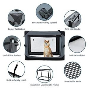 Pettycare 36 Inch Collapsible Dog Crate for Large Dogs, 4-Door Foldable Soft Dog Kennel with Chew Proof Mesh Windows, Indoor & Outdoor Travel Dog Crate, Soft Side Dog Crate