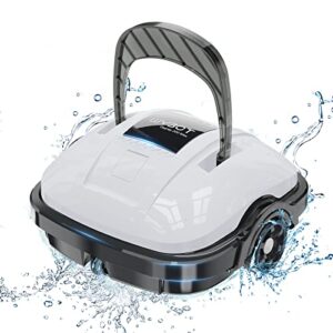 wybot cordless pool vacuum, robotic pool cleaner, with updated battery up to 100mins runtime, strong suction, ipx8 waterproof, automatic vacuum for above flat bottomed pools up to 861 sq.ft