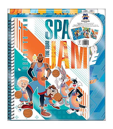 Warner Brothers Space Jam Stationary Bundle, 3-Ring, 1" Binder, Notebook, Folder