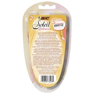 BIC Soleil Balance Women's Disposable Razor, Assorted, 2 Count (Pack of 1)