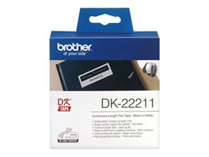 brother dk-22211 label roll, continuous length film, black on white, single label roll, 29mm (w) x 15.24m (l), brother genuine supplies