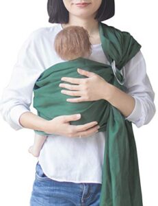 vlokup ring sling baby carrier – soft linen cotton baby sling baby wrap for newborn infant toddler – green