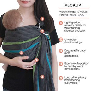 Vlokup Ring Sling Baby Carrier - Soft Linen Cotton Baby Sling Baby Wrap for Newborn Infant Toddler - Green