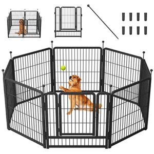 Mr IRONSTONE Dog Playpen with Anti-Rust Surface, Foldable 8/16 Panels 32" Height Dog Fence Exercise Pen, Indoor/Outdoor Puppy Pen Pet Playpen for Small/Medium/Large Dogs