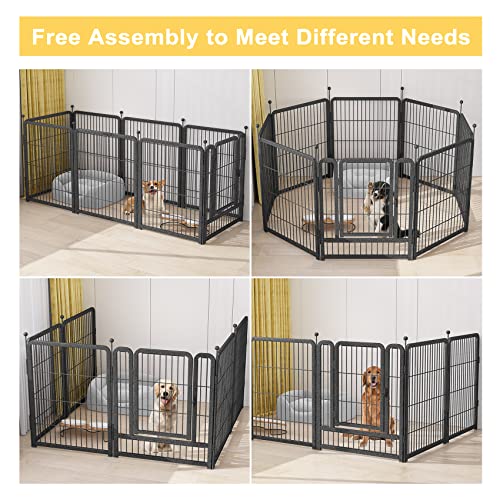 Mr IRONSTONE Dog Playpen with Anti-Rust Surface, Foldable 8/16 Panels 32" Height Dog Fence Exercise Pen, Indoor/Outdoor Puppy Pen Pet Playpen for Small/Medium/Large Dogs