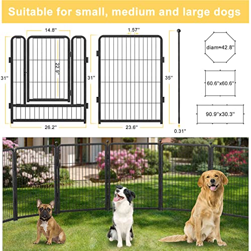 Mr IRONSTONE Dog Playpen with Anti-Rust Surface, Foldable 8/16 Panels 32" Height Dog Fence Exercise Pen, Indoor/Outdoor Puppy Pen Pet Playpen for Small/Medium/Large Dogs