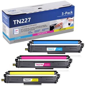 tn227 tn-227 high yield toner – 3 pack compatible tn 227 toner cartridges replacement for brother tn227c tn227m tn227y mfc-l3770cdw mfc-l3750cdw hl-3210cw 3230cdw dcp-l3510cdw, (1c+1m+1y)