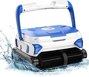 rock&rocker robotic pool cleaner, powerful automatic robotic pool vacuum with 2 motors, 2 larger filter basket & 50ft swivel floated cord, for above/in-ground swimming pool cleaning, blue (rr2021)