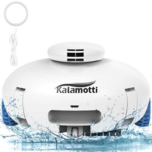 kalamotti cordless robotic pool cleaner – pool vacuum for above ground pools powerful suction rechargeable battery, lasts 140 mins, built-in water sensor technology for pool surface