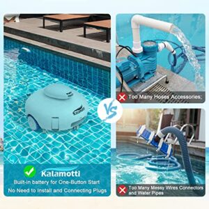 Kalamotti Cordless Robotic Pool Cleaner - Pool Vacuum for Above Ground Pools Powerful Suction Rechargeable Battery, Lasts 140 Mins, Built-in Water Sensor Technology for Pool Surface