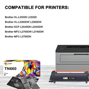 Toner Bank Compatible TN660 TN630 Toner Cartridge Replacement for Brother TN660 TN630 TN 660 630 TN-660 TN-630 HL-L2380DW MFC-L2700DW HL-L2300D HL-L2320D HL-L2340DW L2540DW Printer Ink (Black, 2-Pack)