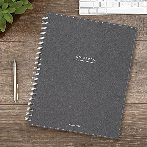 AT-A-GLANCE Notebook, Twinwire, Ruled, 80 Sheets, 11 x 8-3/4", Collection, Heather Gray (YP145-45)